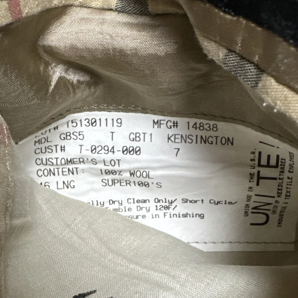 BURBERRY London Beige Wool‎ Super 100's Bespoke Blazer Sport Coat Jacket Sz 46L